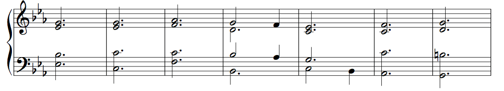 Ex. 4a. Imaginary continuo in choral spacing