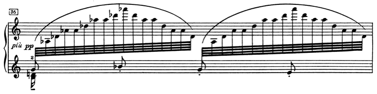 Ex. 5: Descending triad in the right hand. Bar 34