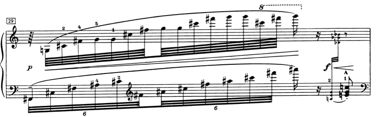 Ex. 4: One of the sweet sweeps in the middle of the piece. Bar 29